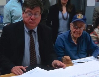 Pat O'Brien and the late Al Volpe at DOT meeting (Source: Streetsblog)